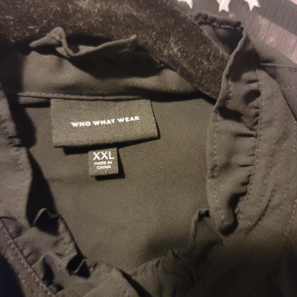 Who What Wear Black Ruffle Collar Blouse XXL (NWOT) - Picture 4 of 5